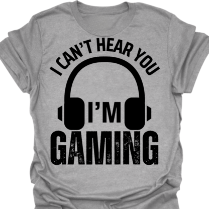 I Can't Hear You I'm Gaming B&W Grunge T-shirt - Image 2