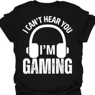 I Can't Hear You I'm Gaming B&W Grunge T-shirt