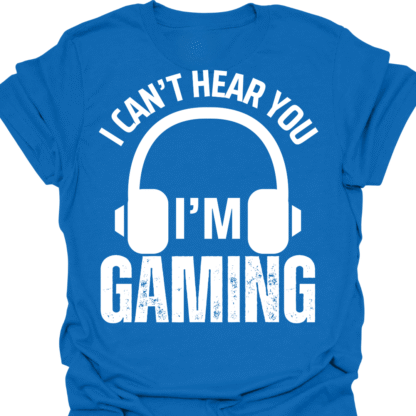 I Can't Hear You I'm Gaming B&W Grunge T-shirt - Image 4
