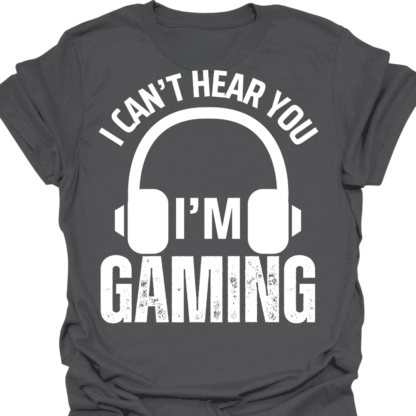 I Can't Hear You I'm Gaming B&W Grunge T-shirt - Image 6