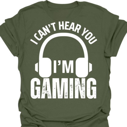 I Can't Hear You I'm Gaming B&W Grunge T-shirt - Image 7