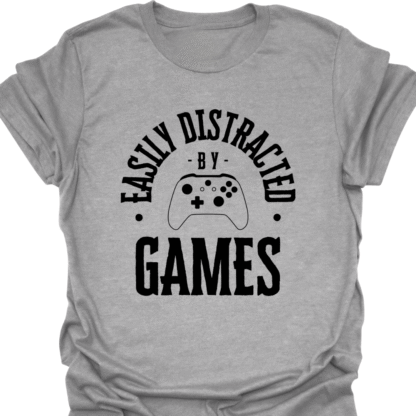 Easily Distracted By Games BW T-shirt - Image 2