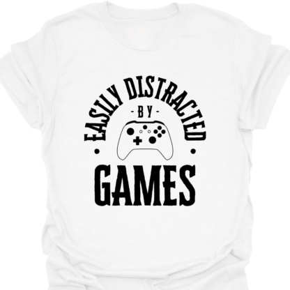 Easily Distracted By Games BW T-shirt - Image 3
