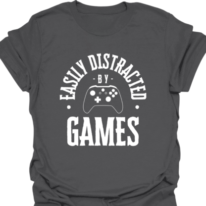 Easily Distracted By Games BW T-shirt - Image 6