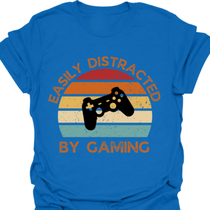 Easily Distracted By Gaming Retro Sunset T-Shirt - Image 4
