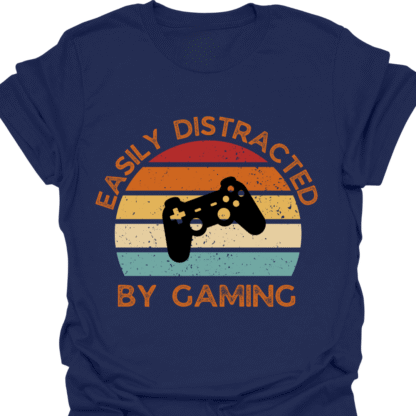 Easily Distracted By Gaming Retro Sunset T-Shirt - Image 5