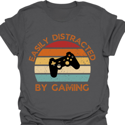 Easily Distracted By Gaming Retro Sunset T-Shirt - Image 6