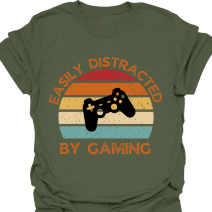 Easily Distracted By Gaming Retro Sunset T-Shirt - Image 7
