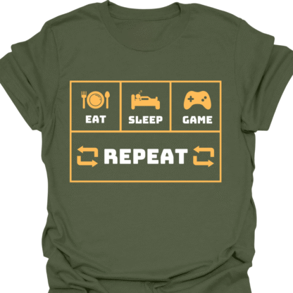 Eat Sleep Game Repeat T-shirt - Image 7