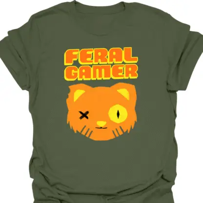 Feral Gamer Orange T-Shirt - Image 7