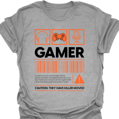 Gamer Barcode Warning Orange T-shirt - Image 2