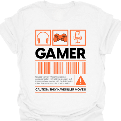 Gamer Barcode Warning Orange T-shirt - Image 3