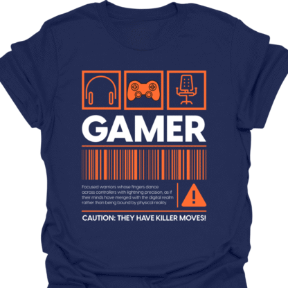 Gamer Barcode Warning Orange T-shirt - Image 5