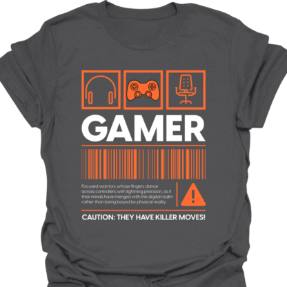 Gamer Barcode Warning Orange T-shirt - Image 6