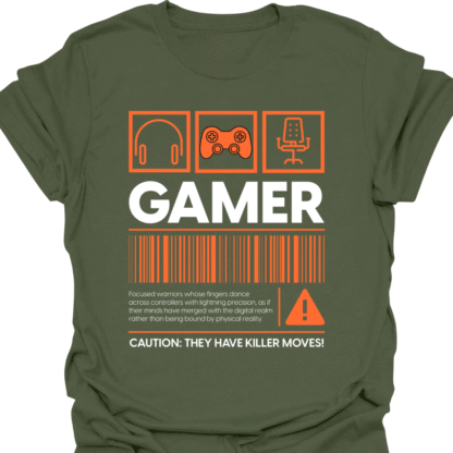 Gamer Barcode Warning Orange T-shirt - Image 7