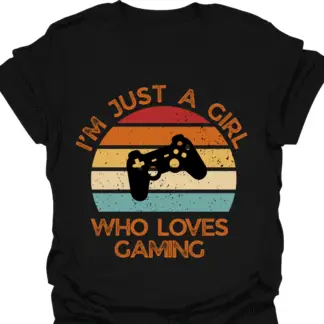 I'm Just A Girl Who Loves Gaming Retro Sunset T-shirt