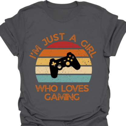 I'm Just A Girl Who Loves Gaming Retro Sunset T-shirt - Image 4