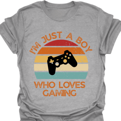 I'm Just A Boy Who Loves Gaming Retro Sunset T-shirt - Image 2