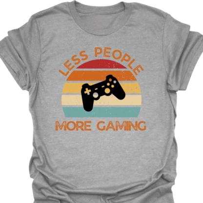 Less People More Gaming Retro Sunset T-shirt - Image 2