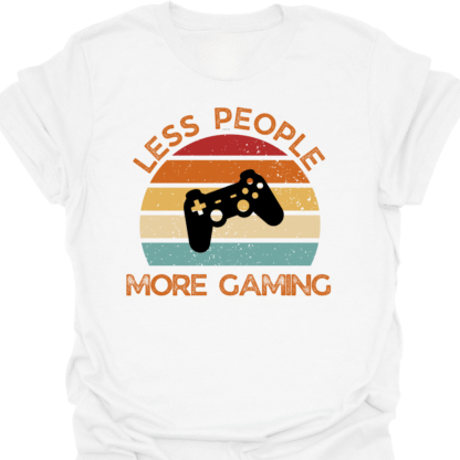 Less People More Gaming Retro Sunset T-shirt - Image 3