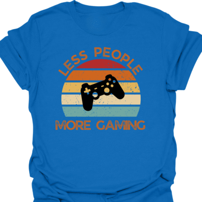 Less People More Gaming Retro Sunset T-shirt - Image 4