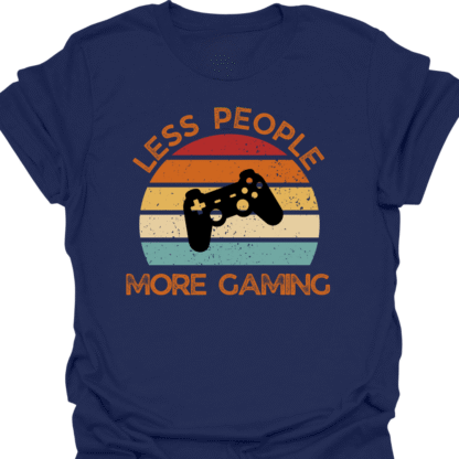 Less People More Gaming Retro Sunset T-shirt - Image 5