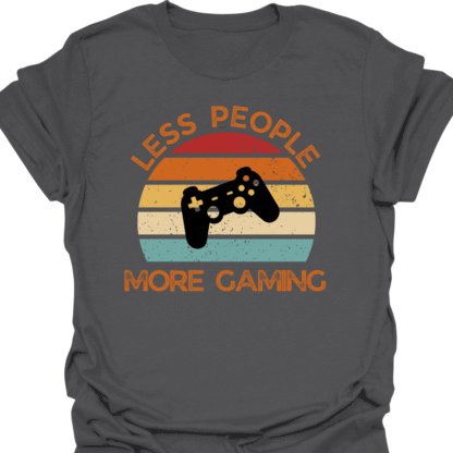 Less People More Gaming Retro Sunset T-shirt - Image 6