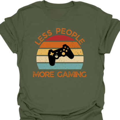 Less People More Gaming Retro Sunset T-shirt - Image 7