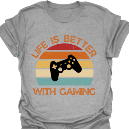 Life Is Better With Gaming Retro Sunset T-shirt - Image 2