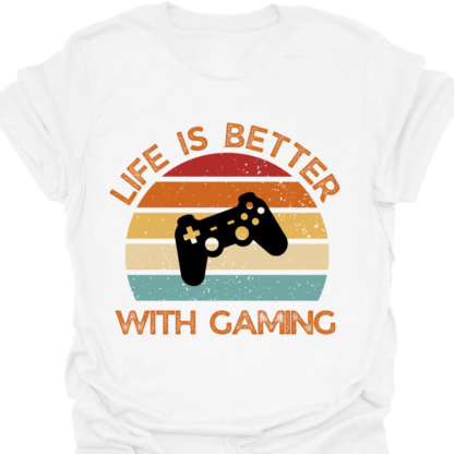Life Is Better With Gaming Retro Sunset T-shirt - Image 3