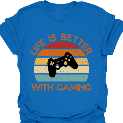 Life Is Better With Gaming Retro Sunset T-shirt - Image 4