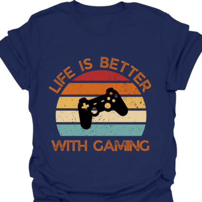 Life Is Better With Gaming Retro Sunset T-shirt - Image 5