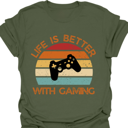 Life Is Better With Gaming Retro Sunset T-shirt - Image 7