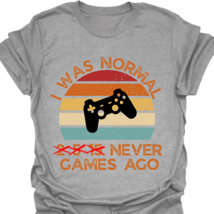 I Was Normal Never Games Ago Retro Sunset T-Shirt - Image 2