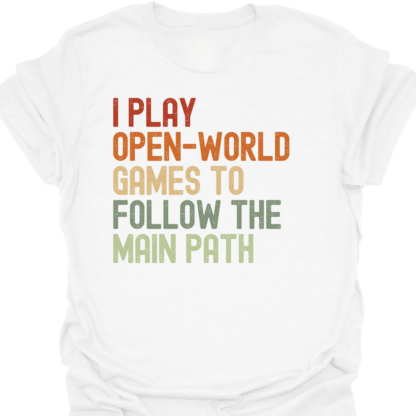 I Play Open-World Games To Follow The Main Path Retro T-Shirt - Image 3