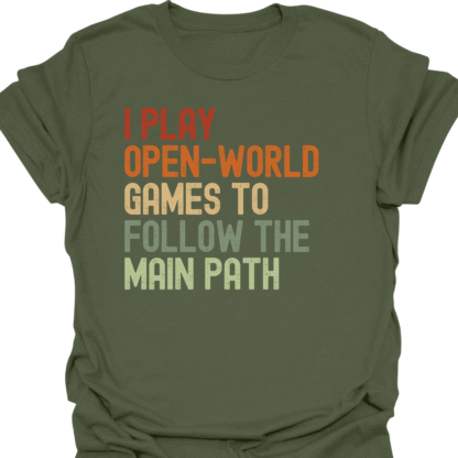 I Play Open-World Games To Follow The Main Path Retro T-Shirt - Image 7