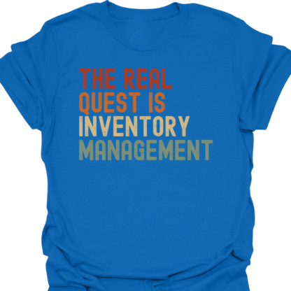 The Real Quest Is Inventory Management Retro  T-Shirt - Image 4