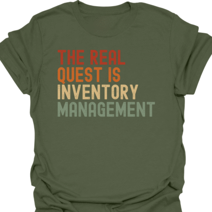 The Real Quest Is Inventory Management Retro  T-Shirt - Image 7