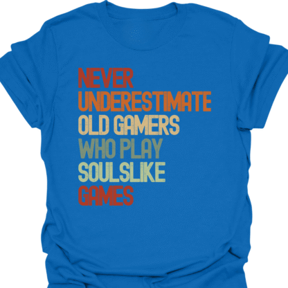 Never Underestimate Old Gamers Who Play Soulslike Games Retro T-Shirt - Image 4