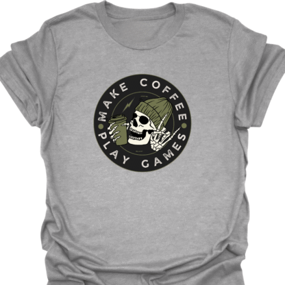 Make Coffee Play Games Skeleton T-shirt - Image 2