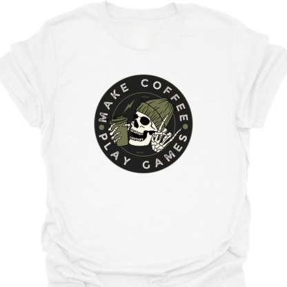 Make Coffee Play Games Skeleton T-shirt - Image 3