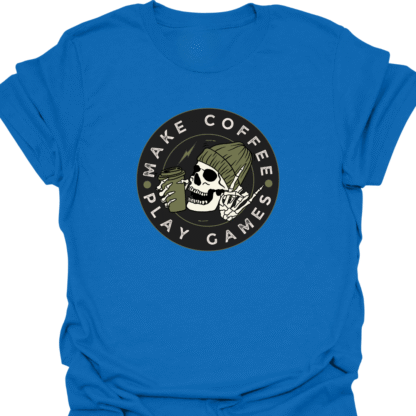 Make Coffee Play Games Skeleton T-shirt - Image 4