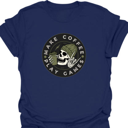 Make Coffee Play Games Skeleton T-shirt - Image 5