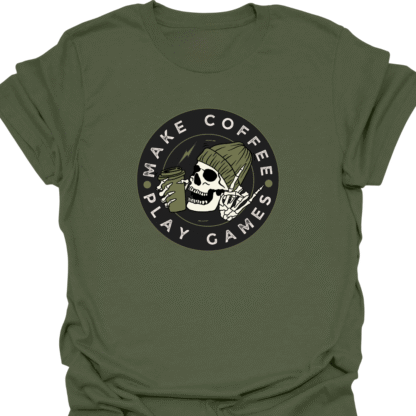 Make Coffee Play Games Skeleton T-shirt - Image 7