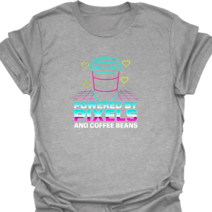 Powered By Pixels and Coffee Beans 90s Style T-Shirt - Image 2