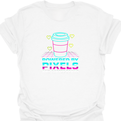 Powered By Pixels and Coffee Beans 90s Style T-Shirt - Image 3