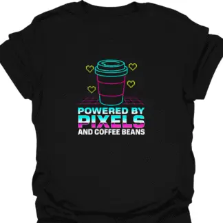 Powered By Pixels and Coffee Beans 90s Style T-Shirt