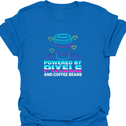 Powered By Pixels and Coffee Beans 90s Style T-Shirt - Image 4