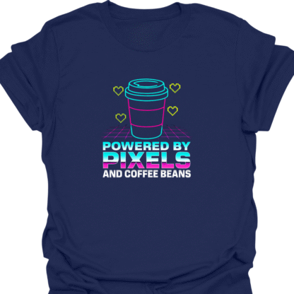 Powered By Pixels and Coffee Beans 90s Style T-Shirt - Image 5