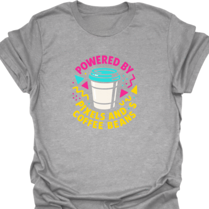 Powered by Pixels and Coffee Beans 90s Bold T-shirt - Image 2